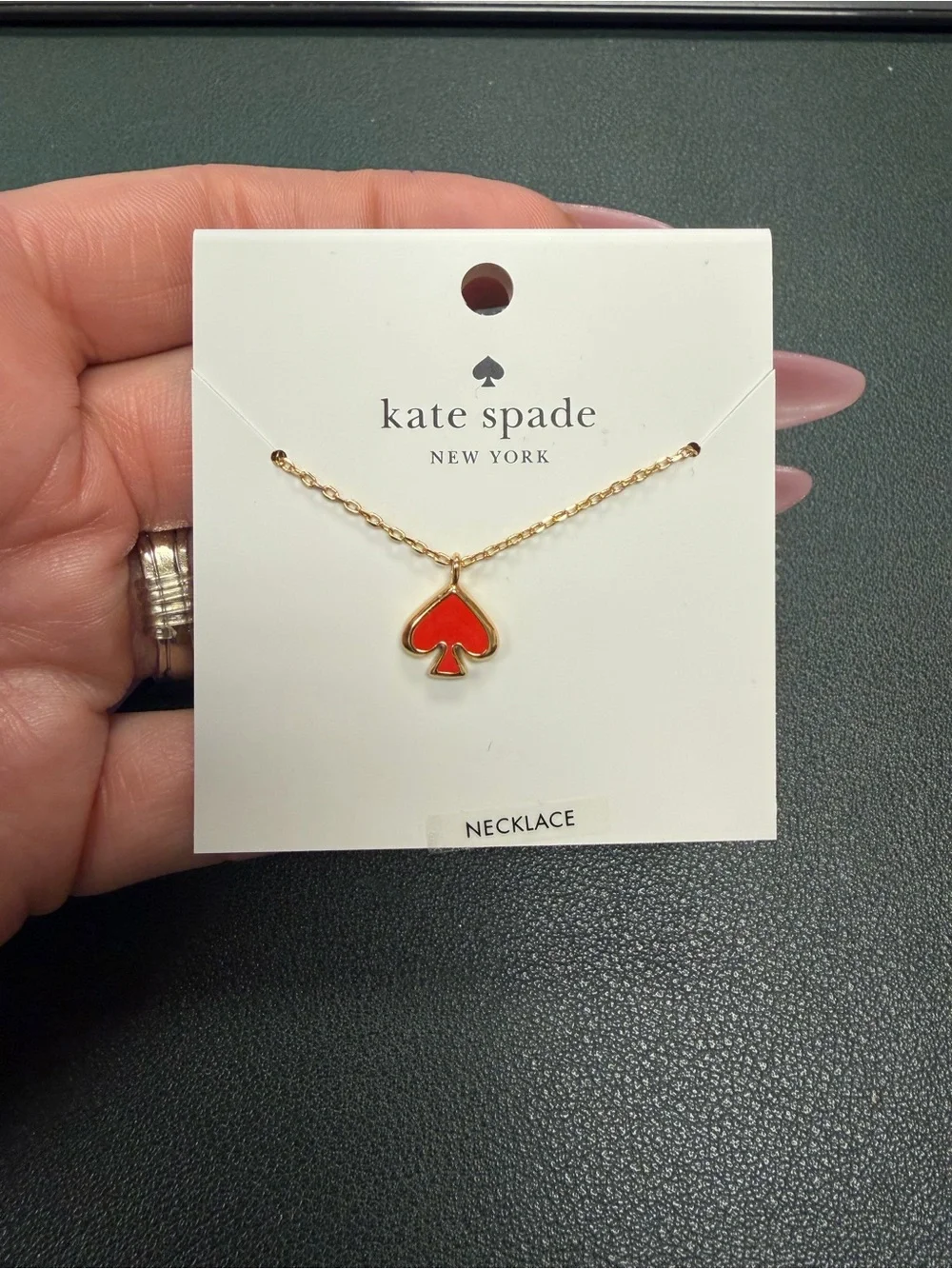 kate spade Gold Chain Necklace with Red Spade Charm